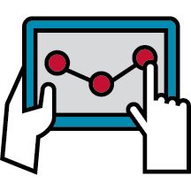 Fingers showing points on a graph
